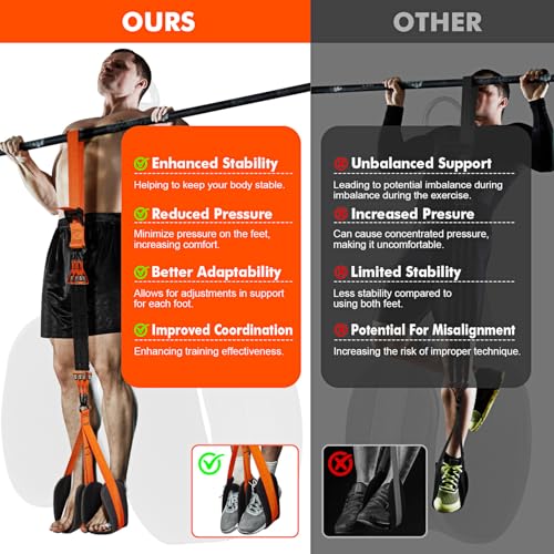 HPYGN Two Foots Pull Up Assistance Bands, Heavy Duty Resistance Band for Pull Up Bar, Adjustable Weight/Size with Fabric Feet/Knee Rest, Bands for Pull Up Assist for Strength Training, Pull Up - color: 1-Orange