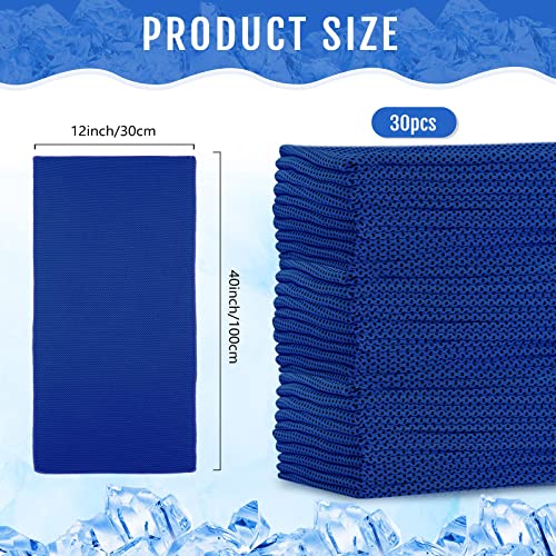 Hosuly 30 Pack Cooling Towels, 40"x12" Ice Breathable Soft Chilly Sweat Rag Microfiber Workout Rags for Gym Cooling Towels for Neck and Face for Yoga Golf Sport Running - color: Dark Blue