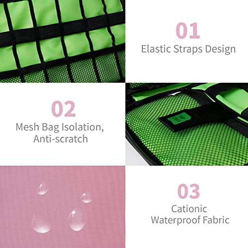 Lcsmaokin Electronics Travel Organizer,Portable Waterproof Electronic Travel Storage Bag for Small Charging Cord Storage,Charger,SD Card etc,for Travel,Business -Pink Green - color: C-Pink-Green, size: Single Layer