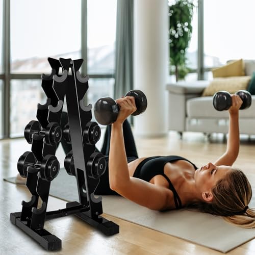 5 Tier Dumbbell Rack Weight Rack for Home Gym | 260 LBS Capacity, Steel A-Frame, Space Saving Folds Up Design, Rack Only No Dumbbells