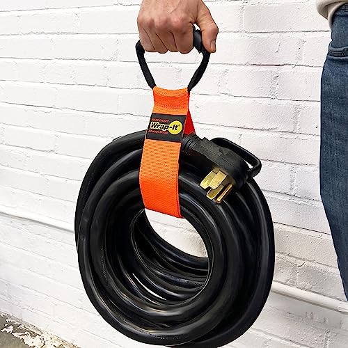 Easy-Carry Wrap-It Storage Straps - 22" (2-Pack) Blaze Orange | Heavy-Duty Hook and Loop Cord Carrying Strap, Hanger, and Organizer with Handle for Pool Hoses, Garden Hoses, Cords, Cables - color: Blaze Orange, size: 22" (2 Pack)