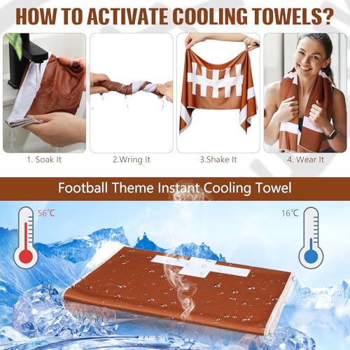 Hahafelt 24 Pcs Team Gifts, Including 12 Cooling Towels, 12 Drawstring Backpack Sports Party Favor for Teens Players Athletes Gifts Sport Supplies - style: Football Style