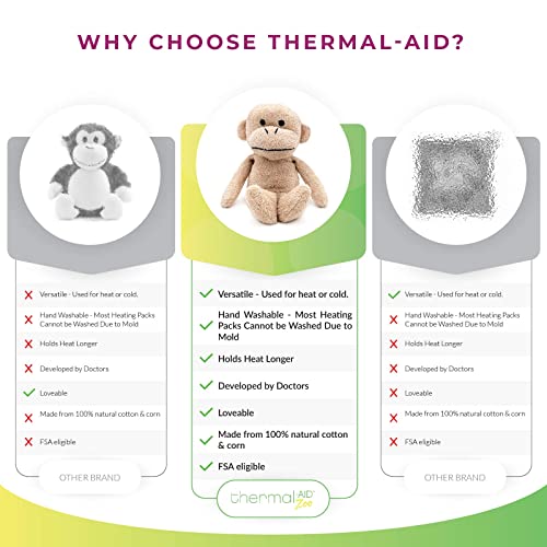 Thermal-Aid® (Jo Jo The Monkey) – Washable Heating Pad & Ice Pack – Plush Hot/Cold Pack with Natural Corn Filling – Reusable Comfort - size: Zoo Monkey
