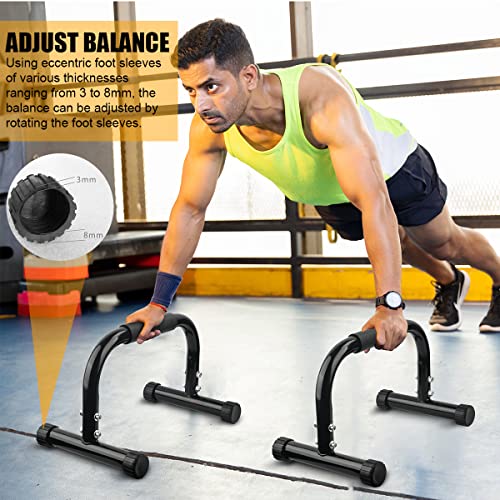 AmazeFan Parallettes Bars, Push Up Bars Strength Training For Handstands, Full Planche & Dips, Calisthenic, Gymnastic, [16.6x10x10in] Push Up Stands Handle for Floor Workouts Calisthenics Equipment - color: Black