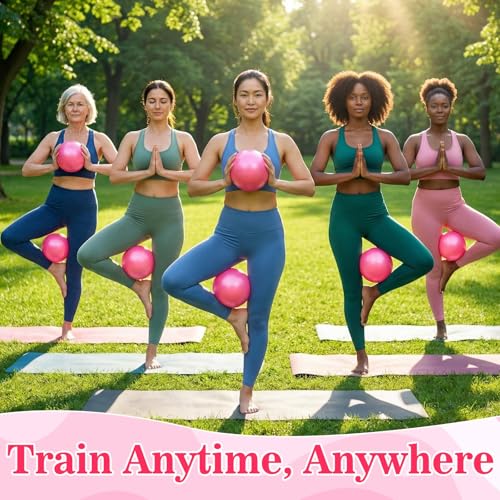 40 Pcs Small Exercise Pilates Ball Bulk 9 Inch Mini Yoga Balls Anti Burst and Slip for Stability Fitness Physical Therapy Stretching & Core Workout at Home Gym Office Class - color: Solid Pink