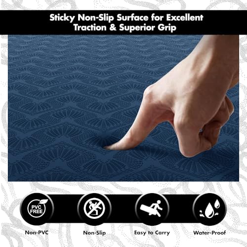 Thick Yoga Mat for Exercise & Pilates – Non Slip Yoga Mats with Strap, Extra Wide Gym Matt for Home, Lightweight & Durable Pilates Mat for Studio Fitness - color: DARK BLUE