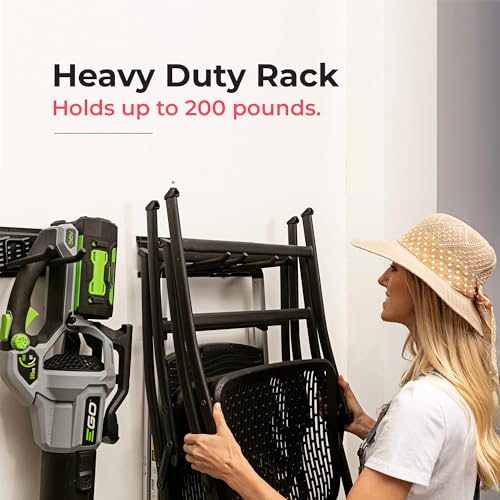 TIDYME Garage Tool Organizer Wall Mount - 32 inches - Sturdy Storage Rack with Adjustable Hooks, Anti-Rust - Easy Installation, 200lbs Capacity - Garden Tool Organizer (02 Racks & 04 Hooks) - size: 32" Carbon Steel with 2 Racks & 4 Hooks