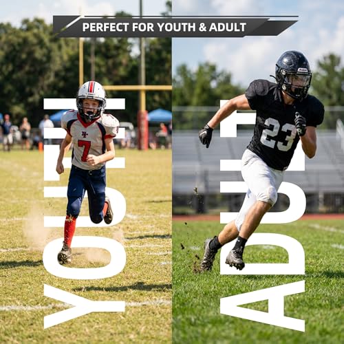 4-Pack Football Mouth Guards with Case for Youth & Adult, Permanent Strap | No Boil Ready to Use, Fits Braces, Breathable Lip Protector Mouthpiece for Football Players (Black/White/Blue/Green)