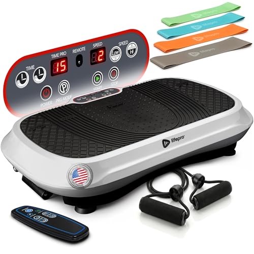 Lifepro Waver Vibration Plate Exercise Machine – High-Intensity Vibration Plate for Lymphatic Drainage – Full-Body Workout Vibrating Platform with Loop Bands – Fitness Equipment for Strength & Toning - color: White