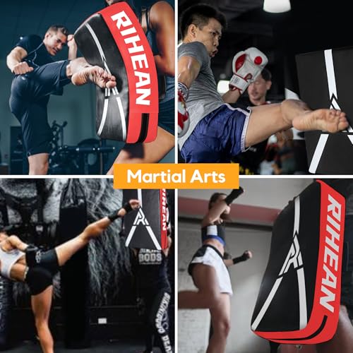 Martial Arts Kicking Shields Pad for Muay Thai, Taekwondo, Football, Basketball Training - Denser Foam, Longlasting PU Leather Kick Shield - style: 16x24in Red