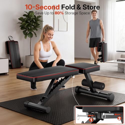 Adjustable/Foldable Weight Bench, 660LBS Home Gym Workout Bench Lifting Sit-up Exercise Bench for Bench Press - color: BLACK -3