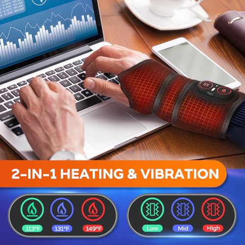 Cordless Wrist Heating Pad for Pain Relief, FSA Eligible Items, Rechargeable Wrist Massager for Carpal Tunnel, Red Light Heated Wrist Brace Wrap, HSA Approved Products Only - color: Black