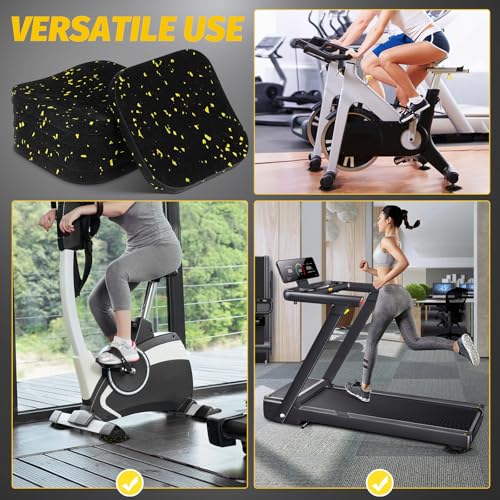 PRETYZOOM 6 Pcs High-Density Rubber Shock Absorbing Treadmill Mats, Non-Slip Vibration Damping Pads for Floor Protection and Soundproofing, Exercise Equipment Pads for Home Gym Use