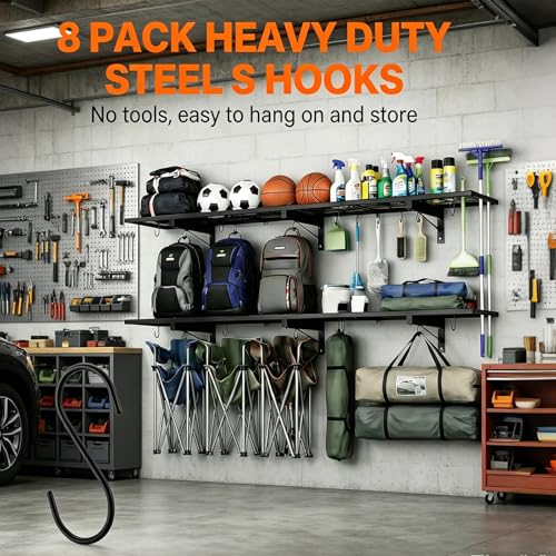 2-Pack Garage Wall Shelving, 46" × 12" Wall Mounted Floating Shelf, Heavy Duty Shelves 360 LBS Load Capacity, Black Storage Rack for Basement, Shop, Shed, Closet, Laundry Room - style: 2 PACK