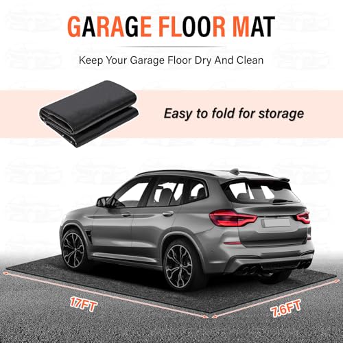 17 x 7.6FT Extra Large Garage Floor Mat, Oil Leaks Absorbent Oil Spill Mat | Premium Waterproof Backing Garage Mat,Reusable, Washable, Protects Floor from Spills, Drips, Splashes and Stains - size: GFM-17 x 7.6FT