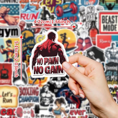 50PCS Fitness Stickers Aesthetic PET Transparent Stickers Workout Decals Waterproof Decorative Decals for Scrapbook DIY Crafts Album Bullet Journal Planner Water Bottles Phone Cases Laptops - color: Fitness