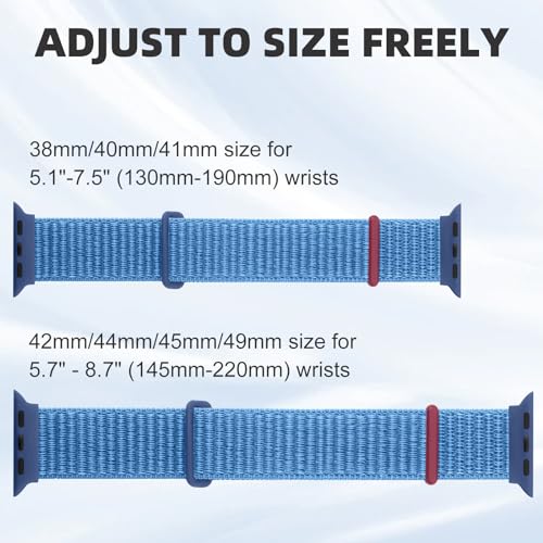 Sport Loop Band Compatible with Apple Watch Bands for Women 44mm 46mm 45mm 49mm 42mm 38mm 40mm 41mm men,Stretch Adjustable Braided Nylon Straps for iWatch Series 11/10/9/8/7/6/5/4/3/2/1/SE/Ultra - color: Blue2, size: 44mm/45mm/46mm/49mm/(42mm-series 3 2 1