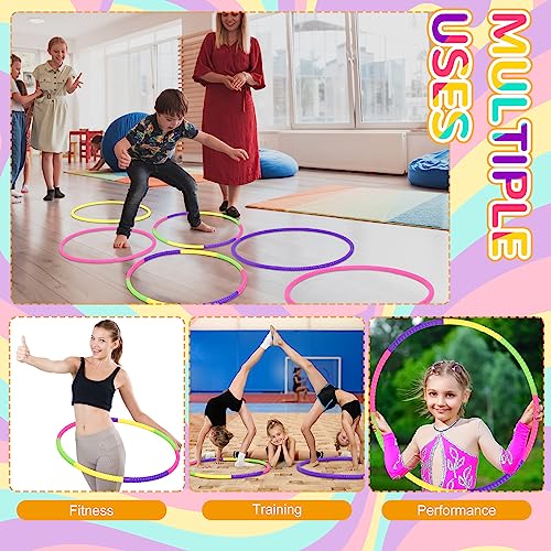 Sratte 8 Pcs Color Hoop Detachable Adjustable Exercise Ring Plastic Hoop for Gymnastics Dog Agility Equipment Party Decor, 4 Colors - color: Classic Colors, size: 24 Inch