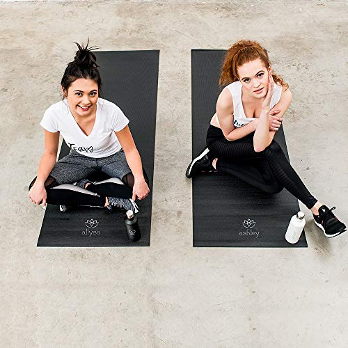 Weddingstar Customizable No-Slip Black Yoga Mat - color: Lotus Flower