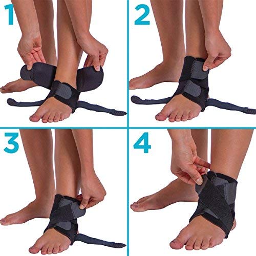 BraceAbility Neoprene Water-Resistant Ankle Brace | Compression Foot Wrap for Swimming, Running, Surfing, Diving, Exercise, Athletic Support & Protection, Sprains, Tendonitis and PTTD Pain (S/M) - size: Small/Medium (Pack of 1)