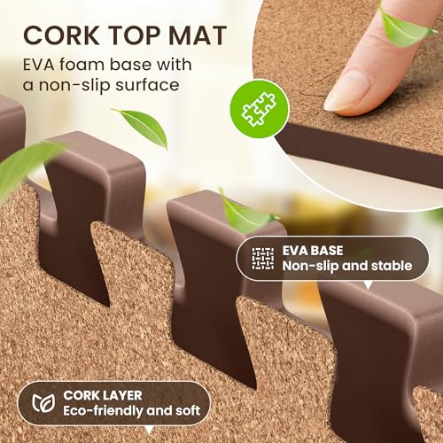 bemaxx Gym Mats Set - 18 pcs EVA Interlocking Foam Floor Tiles (12.6"x12.6"x0.4") 18sqft Protective Gym Flooring Sports Home Workout Exercise Mats Puzzle Garage Fitness Play-Room Pool Treadmill Bike - color: Cork, size: 18 Tiles | 18 sq ft