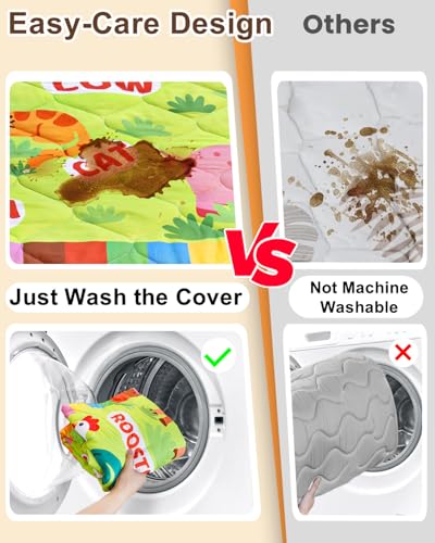 Baby Play Mat, 50x50 Playpen Mat with Machine Washable Cover | Removable, Thicken Cushioning Playmats for Baby, Non-Slip Bottom, Easy to Clean for Infants, Farm - color: Farm, size: 50" X 50"