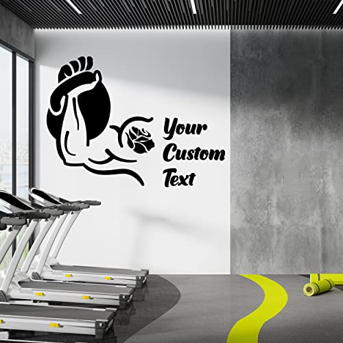 Custom Vinyl Wall Decals Letters with Hand Lifting Kettlebell - Custom Wall Decal with Your Text for Fitness Gyms Sports Centers - Add Your Text Home Gym Decal - color: Dec 21