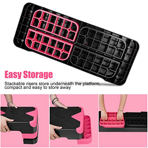 Adjustable Exercise Workout Aerobic Stepper Step Platform Trainer - color: Red
