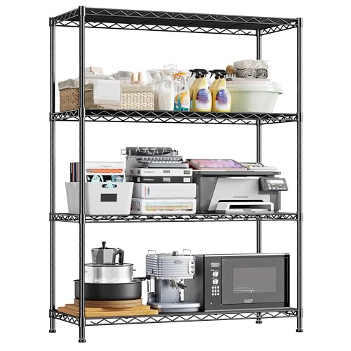 DurayLoly 4- Shelf Metal Shelving Unit Adjustable Storage Shelves Heavy Duty Garage Shelving Steel Wire Shelving for Laundry Bathroom Kitchen Pantry Closet Garage Black, 35.6Wx16Dx54H - size: Black-35.6"Wx16"Dx54"H