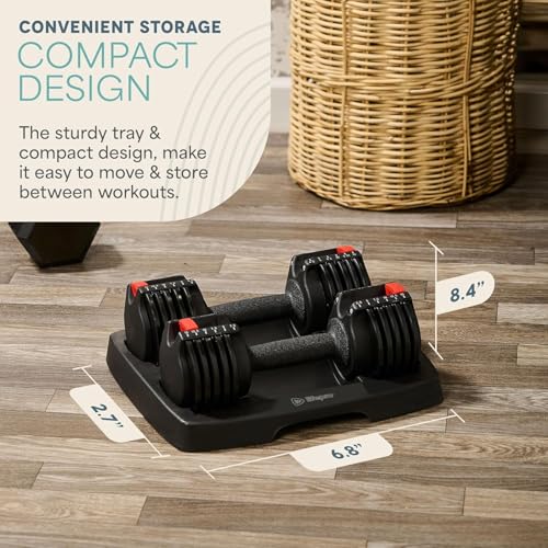 LifePro Adjustable Dumbbells Set – Quick-Adjust Space-Saving Weights with Anti-Slip Handle for Home Gym Strength Training - color: 15lb Pair