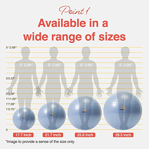 Primasole Exercise Ball for Balance Stability Fitness Workout Yoga Pilates at Home Office & Gym Birthing Ball for Pregnancy, Office Ball Chair - color: Pale Gray, size: 45 cm