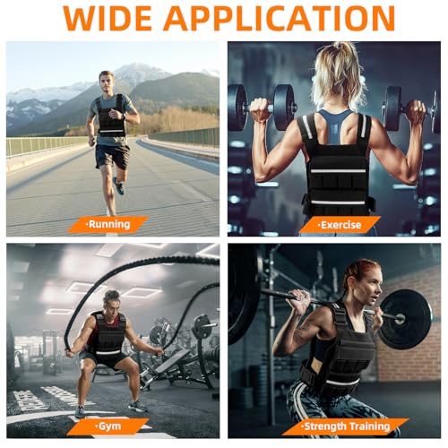 Weighted Vest for Men Women, Adjustable Tactical Weight Vests for Rucking Walking Running Crossfit Strength Training (Without Weight Blocks) - color: Black