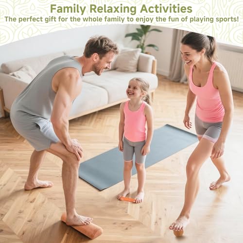 Rocalt Cork Balance Board, Foot and Ankle Strengthener Kit | 4-in-1 set with roller, ball, toe bands and guide, 12 x 4 x 4 in cork build, for runners, yoga and mobility