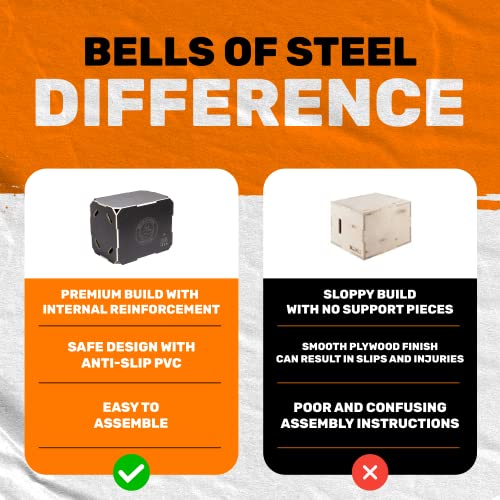 Plyo Box [Bells of Steel] Plyometric Box, 3-in-1, Anti-Slip, Wooden Step up Box for Workout, Jumps, Squats, Step-Ups, Knee-ups - style: M:24x20x16