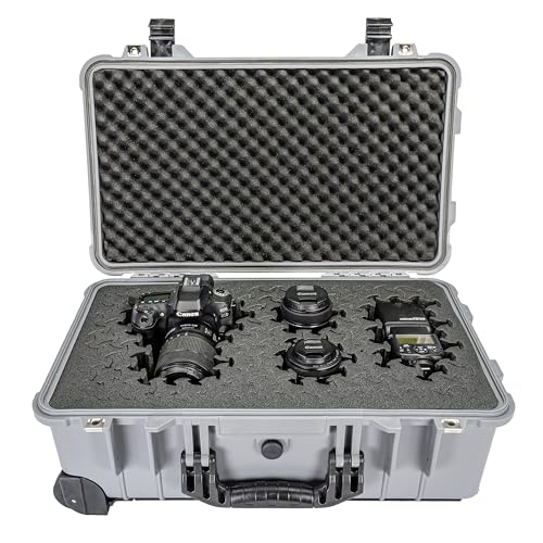 Eylar 22" Carry-On Roller Hard Case With Ragar Reconfigurable & Reusable XP Crosslink Foam, Waterproof, Shockproof For Equipment, Drones And Cameras, TSA Standard (2 Ragar Layers) (Gray) - color: Gray