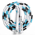 Elite Jumps Edge Beaded Adjustable Jump Rope, Do Hard Things | Tangle-free 1-inch shatterproof beads. Long edge handles. Adjustable for all ages. - color: White/White-Blue-Black