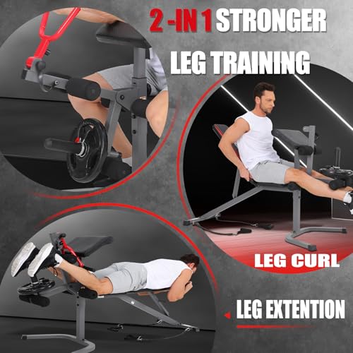 OPPSDECOR Adjustable Weight Bench with Leg Extension & Preacher Curl Bench | Bench with Leg Extension & Leg Curl , Incline/Decline/Flat , 900LBS Capacity Workout Bench for Home Gym Strength Training