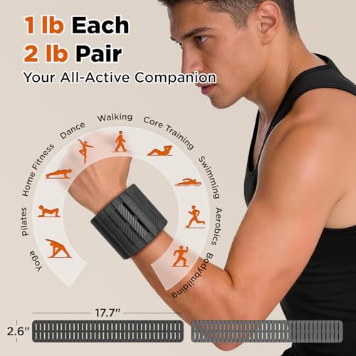 Magnetic Ankle Weights for Women Men Set of 2 (1 lb Each) Adjustable Wrist Weights for Pilates, Yoga, Workout and Daily Training - color: Graphite Gray & Silver Gray