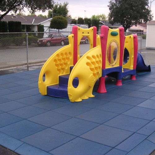 Rubber-Cal "Eco-Safety" Interlocking Playground Tiles - 2.50 x 19.5 x 19.5 inch - 4 Pack - 11 Square Feet Coverage - Black (04-126-CO-4pk)