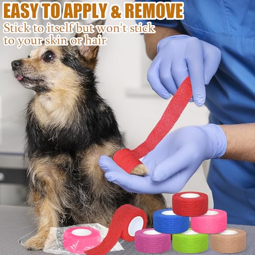 6 Pack 1 Inches Self Adhesive Bandage Wrap Breathable Cohesive Bandage Elastic Tape for Pets, Athletic, Sports, Wrist, Knee, Ankle(5 Yards Per Roll, Mixed Colors) - color: Mixed Colors, size: 1 Inch