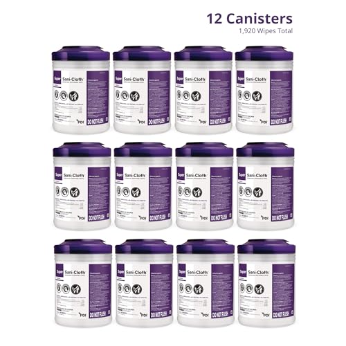 Super Sani-Cloth Disinfecting Cleaning Wipes, 12 Pack Case, 160 Count Each, Large Surface Wipes (6" x 6.75"), Multi-Surface Germicidal Cleaner for Home Health, Medical, Commercial Use - size: 1920 Count (Pack of 1)