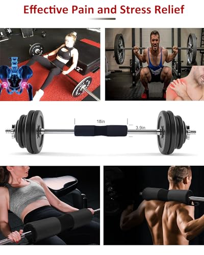 Barbell Squat Pad Set- Nylon Padding AntiSlip- Thick Foam Barbell Pad for Squats Cushion,Lunges&Bar Padding for Hip Thrusts -Standard Olympic Weight Bar Pad (Wrist Straps Weightlifting-Ankle Straps) - color: Black