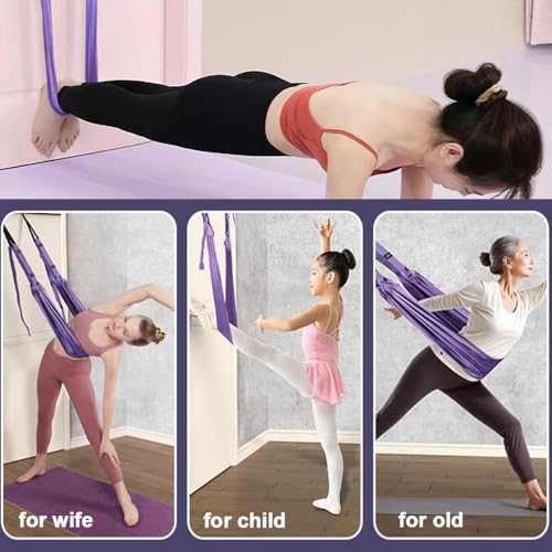 Leg Stretcher Strap - Yoga Stretching Strap,Yoga Door Swing,Backbend Training Rope with Door Anchor, Flexibility Trainer Stretching Equipment Assist Stretch Strap for Fitness Gymnastics Dance Aerial Ballet (purple) - color: pink