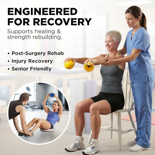 THERABAND Soft Weight Set of 6, 4.5" Ball-Shaped Isotonic Exercise Balls for Physical Therapy, Weighted Ball Set for Pilates, Shoulder Strength & Rehab, Color-Coded, Portable & Easy to Grip - color: Assorted - Set of 6