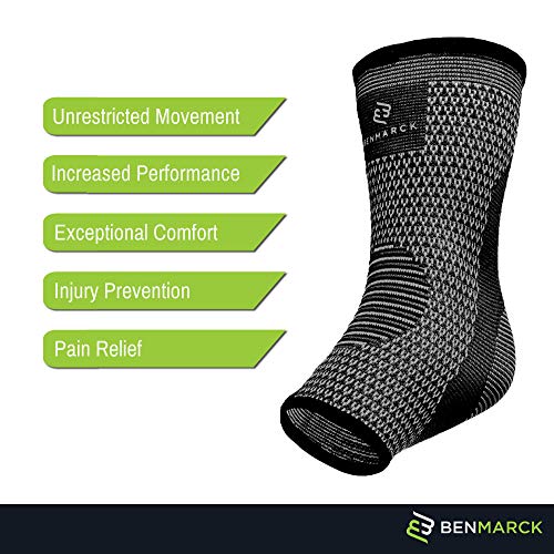 Benmarck Achilles Tendon Support Brace, Plantar Fasciitis Sock, Ankle Compression Sleeve For Running, Tendonitis and Flat Feet Relief - color: Gray Black