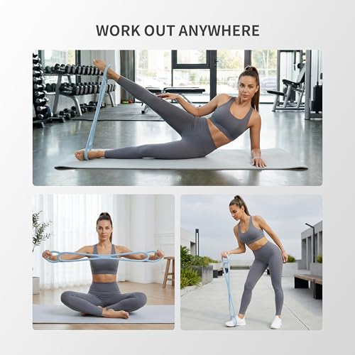 PROIRON Figure 8 Resistance Bands with Handles Exercise Band Stretch Bands for Yoga arm Chest and Shoulder Stretch 8 Shaped Resistance Band for Women - color: Medium-Blue, size: Adjustable