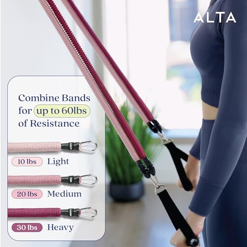 ALTA Resistance Tube Bands for Women - Full Kit Resistance Bands for Working Out with Handles, Ankle Straps, Door Anchor – Home Workout Bands for Physical Therapy, Pilates Long Exercise Bands Set - color: Burst, size: 3 Band Set