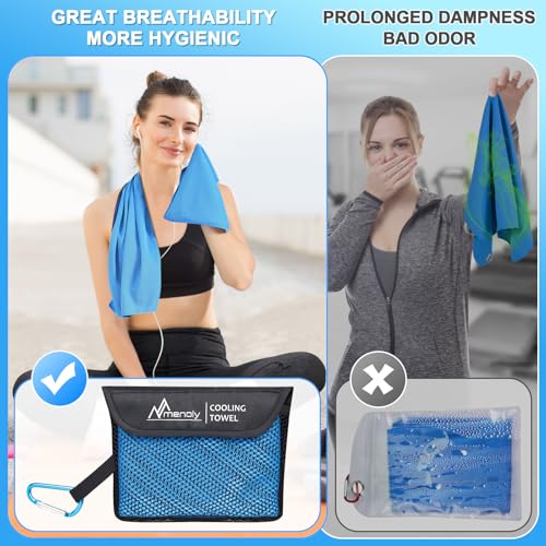 MENOLY 20 Pack Cooling Towels, 40"x12" Cooling Towels for Neck and Face with Breathable Carrying Bags,Soft Microfiber Instant Cooling Rags, Gym Workout Sweat Towel for Sports, Yoga, Camping, Running - size: 20 Pack