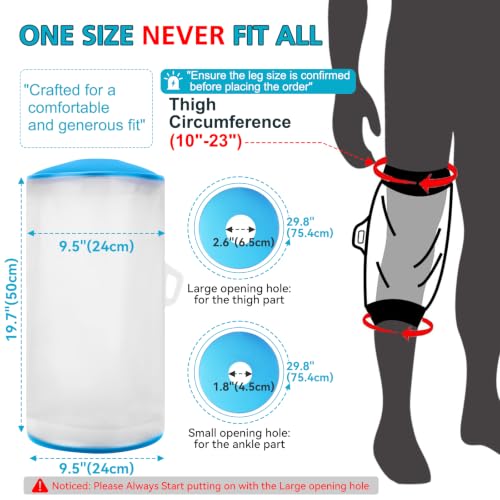 Asunby Large Size Adult Knee Shower Protector. Waterproof Knee Covers for Showering/Bath Bandage And Cast Sleeve After Surgery,Elastic Opening Makes It Easily Pull On And Off In A Non-Painful Way. - size: Adult Knee-L