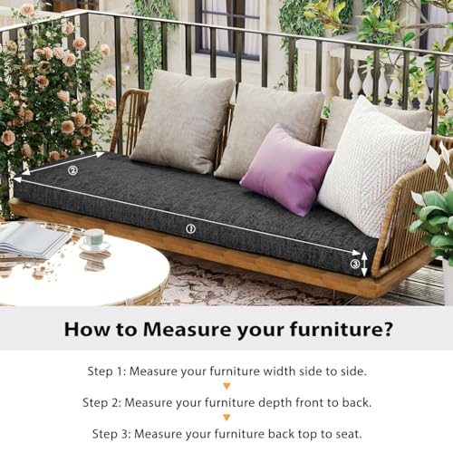 Sundale Outdoor Olefin Bench Cushion， Water-Resistant Patio Couch Cushion, Loveseat Sofa Pad with Straps Medium Gray, 48 x 18 x 4 Inches - color: Medium Gray, size: 48 X 18 X 4 Inch